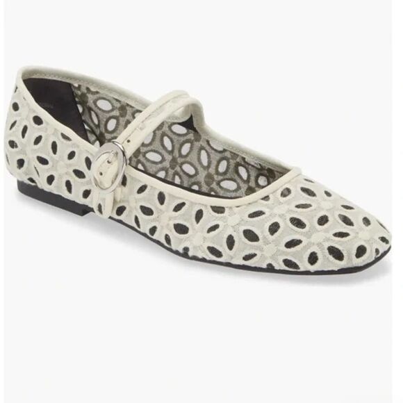 Acinda White and Black Floral Mary Jane Flats - Picture 9 of 16